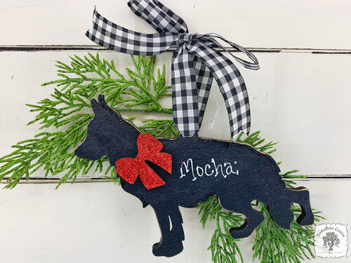 German Shepherd Ornament - Personalized Shepherd Silhouette Dog Ornament