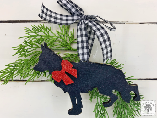 German Shepherd Ornament - Personalized Shepherd Silhouette Dog Ornament