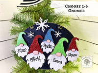 Gnome Family Ornament with 2, 3, 4, 5, or 6 Personalized Gnomes - Family, Grandkids, Friends Gift