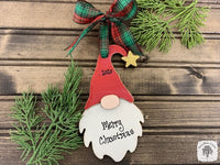 Gnome Ornament - Personalized Single Gnome hung by Ribbon