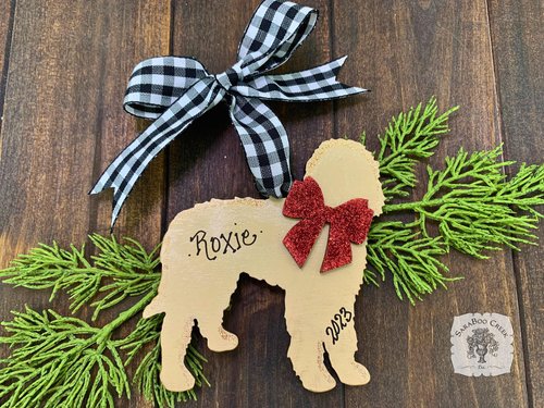 Goldendoodle Ornament - Personalized Golden Doodle Silhouette, Labradoodle Dog