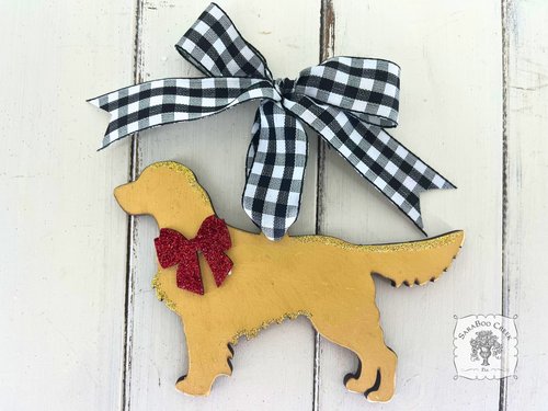 Golden Retriever Ornament - Personalized Gold Silhouette Retriever Dog Ornament