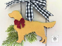 Golden Retriever Ornament - Personalized Gold Silhouette Retriever Dog Ornament