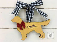 Golden Retriever Ornament - Personalized Gold Silhouette Retriever Dog Ornament