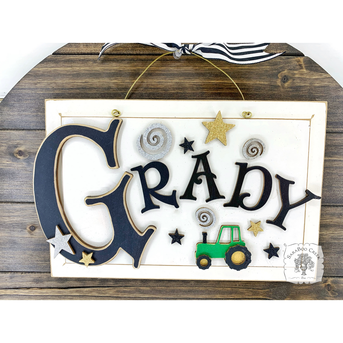 Tractor Name Sign - Personalized Wood Boys Room Farm Plaque