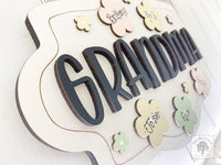 Grandma / Great Grandma Plaque with Personalized Flowers with Grandkids Names