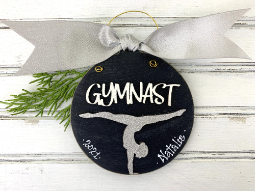 Gymnast Ornament - Personalized Gymnastics Tumbling Silhouette