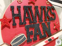 Hawks Fan Ornament with Hockey Stick & Puck