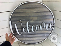 Round Wooden Hello or Welcome Front Door Sign w/ Border