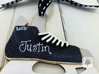 Hockey Skate Ornament - Personalized Wood Hockey Fan or Player Gift