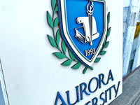 College / University School Sign - Aurora University Logo on 12 x 12 Plaque; Handmade Wood