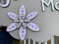 Scalloped Round Two Name Sign with Hand Painted Flowers