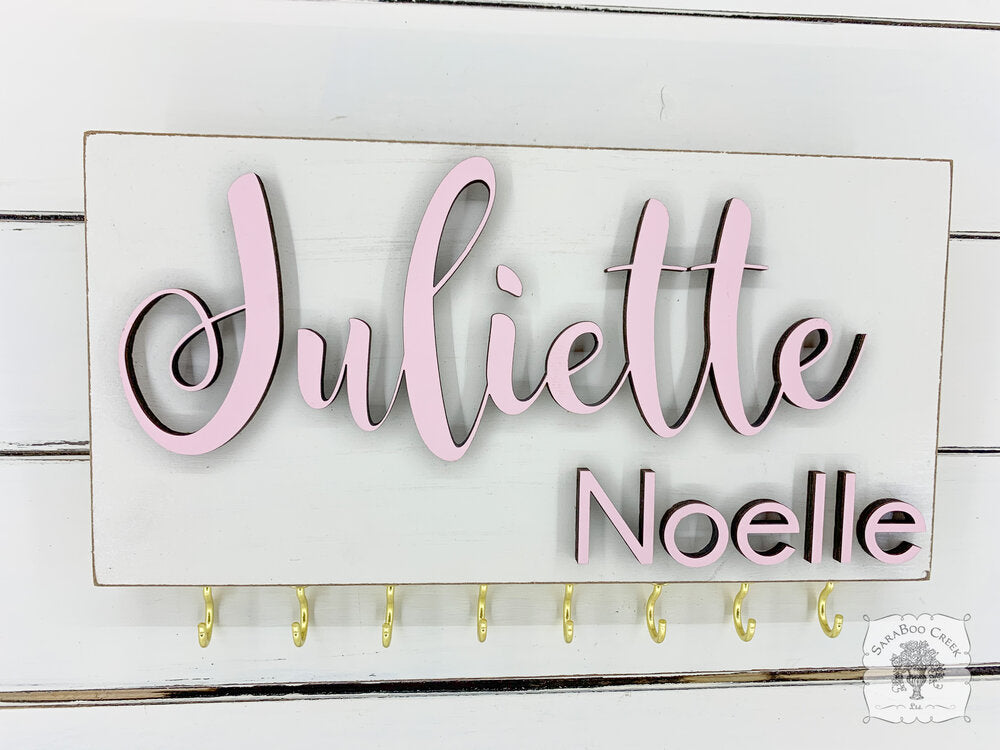 11.5" x 6" Hair Bow Holder / Organizer Name Sign - Personalize with 1 or 2 Names