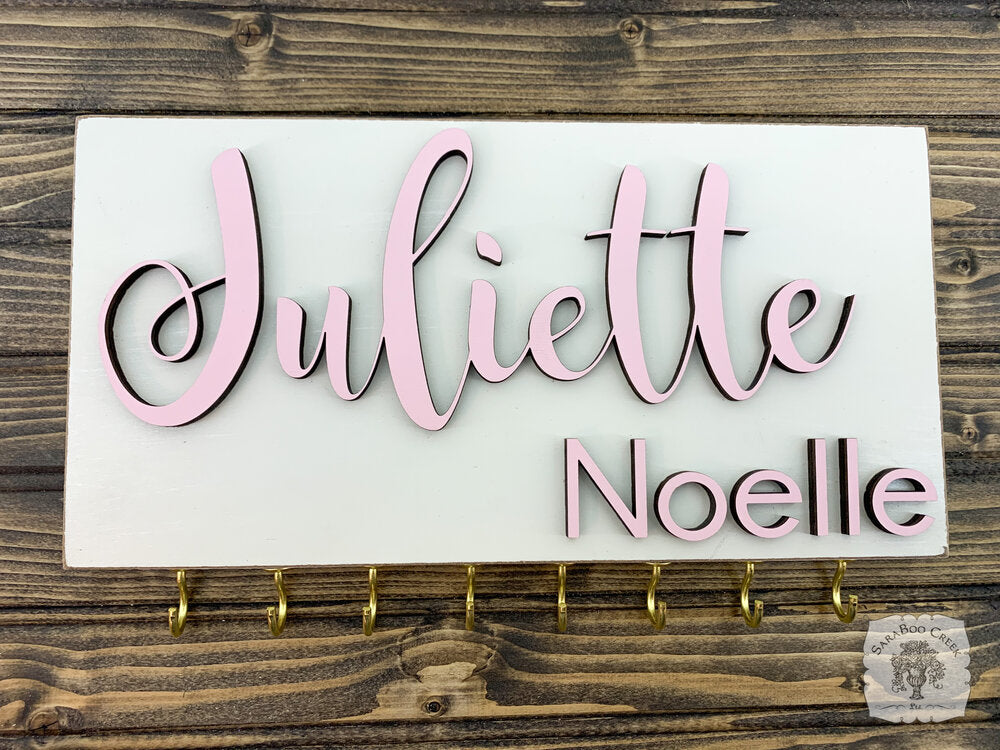 11.5" x 6" Hair Bow Holder / Organizer Name Sign - Personalize with 1 or 2 Names