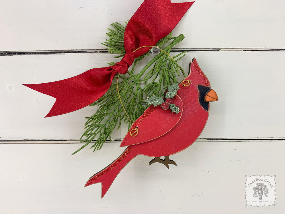 Cardinal Ornament - Personalized Cardinal Christmas Ornament, Handmade Wood Memorial Gift