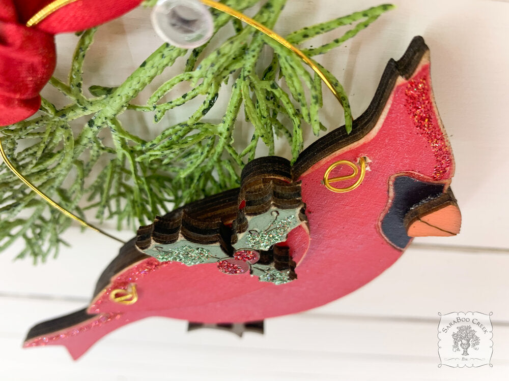 Cardinal Ornament - Personalized Cardinal Christmas Ornament, Handmade Wood Memorial Gift