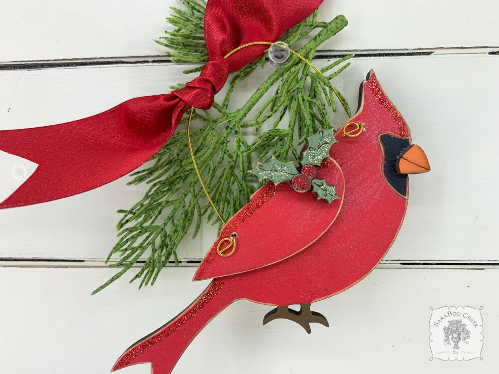 Cardinal Ornament - Personalized Cardinal Christmas Ornament, Handmade Wood Memorial Gift