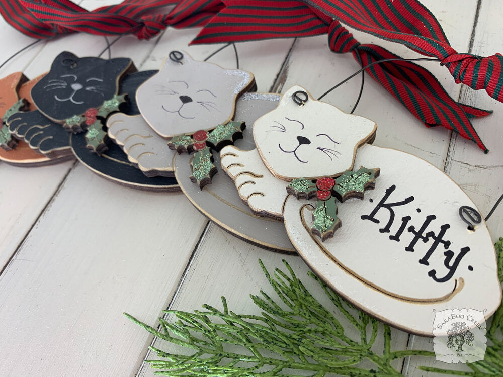 Cat Ornament - Personalized Kitty Christmas Ornament, Cat Lover Gift