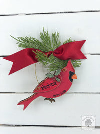 Cardinal Ornament - Personalized Cardinal Christmas Ornament, Handmade Wood Memorial Gift