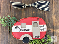 Camper Ornament - Personalized Vintage Style Camper Trailer Christmas Ornament, Camping Gift