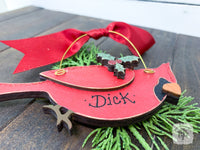 Cardinal Ornament - Personalized Cardinal Christmas Ornament, Handmade Wood Memorial Gift