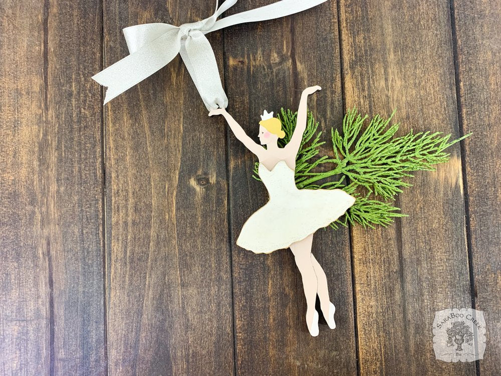 Ballerina Ornament - Hand Painted Wood Ballet Dancer Ornament