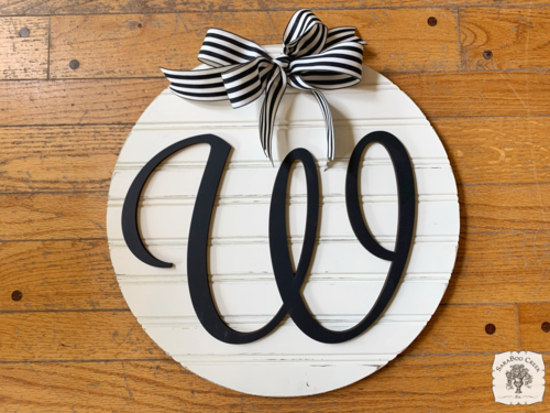 16" or 20" Round Sign with Initial; with or without Bow - Cute Front Door Hanger or Wall Decor