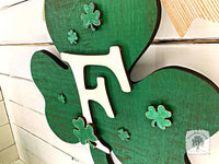 12" Rustic Shamrock Plaque Personalized with a Large Initial - Cute Irish Decor or St. Pats Door Sign