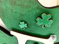 12" Rustic Shamrock Plaque Personalized with a Large Initial - Cute Irish Decor or St. Pats Door Sign