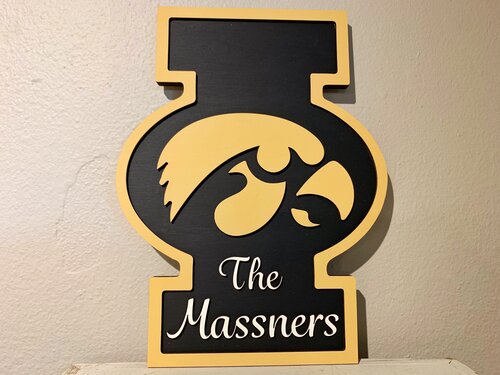 College / University School Sign - University of Iowa Logo Only; Handmade Wood