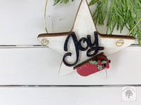 Holiday Star Ornament with Joy & Red Sled