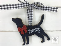 Labrador Ornament - Personalized Lab Dog Ornament, Labrador Retriever Black Silhouette