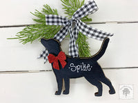 Labrador Ornament - Personalized Lab Dog Ornament, Labrador Retriever Black Silhouette