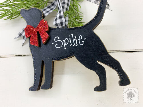 Labrador Ornament - Personalized Lab Dog Ornament, Labrador Retriever Black Silhouette