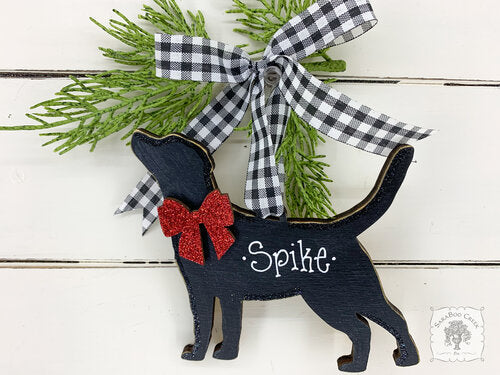 Labrador Ornament - Personalized Lab Dog Ornament, Labrador Retriever Black Silhouette