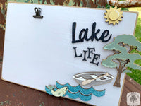 Lake Life Photo Frame - Attach 4" x 6" Picture with Clip