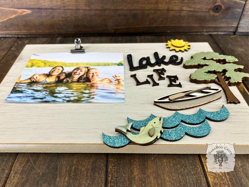 Lake Life Photo Frame - Attach 4" x 6" Picture with Clip