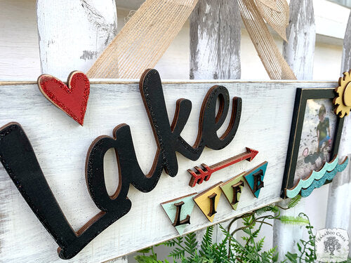 Hanging Lake Life Sign with Picture Frame - Fun Lake House Photo Frame Decoration