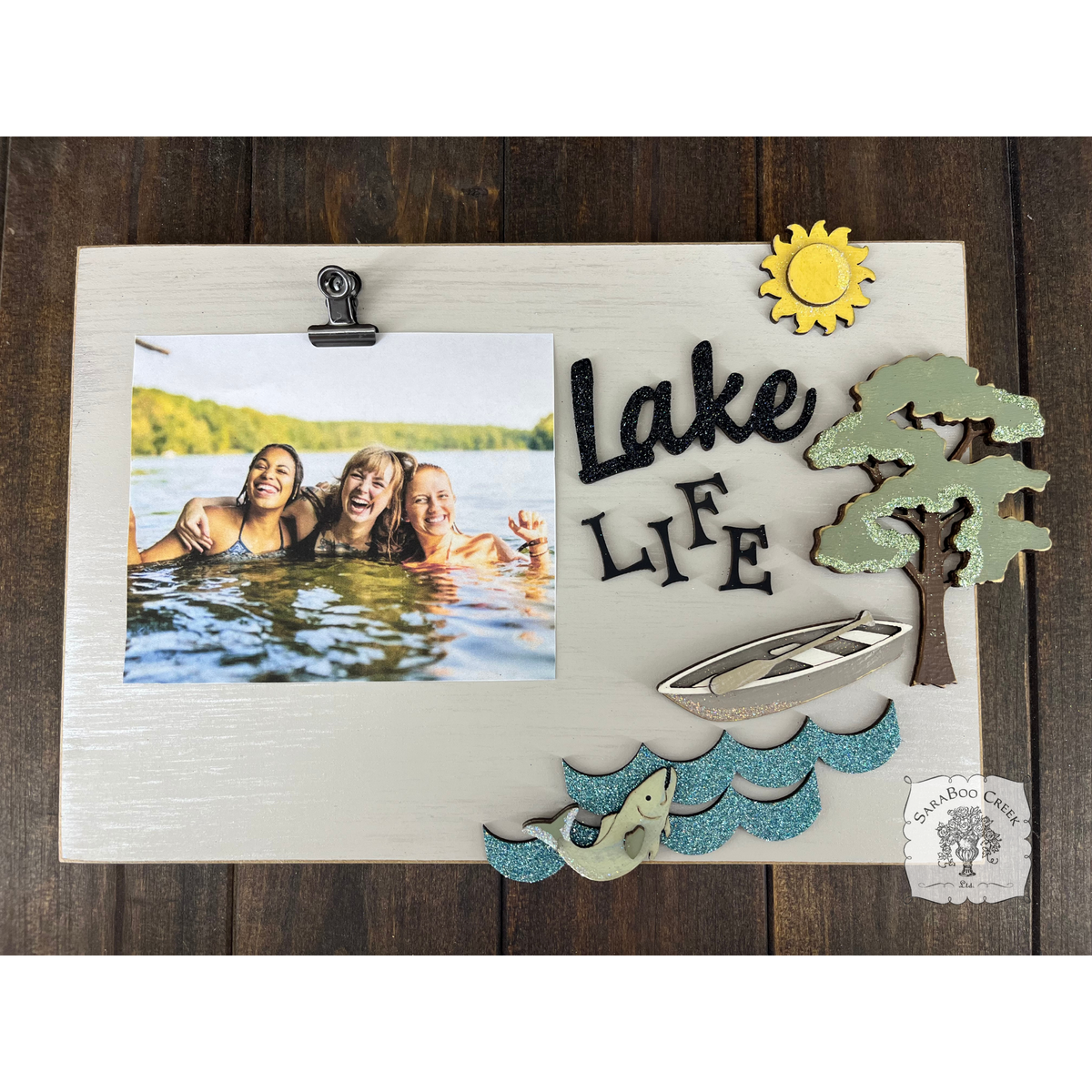 Lake Life Photo Frame - Attach 4" x 6" Picture with Clip