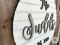 Round Last Name Sign w/ or w/o EST Year - Custom Wood Wall Decor, Door Hanging or Wedding Gift