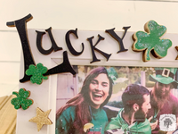 Lucky Irish 4" x 6" Picture Frame with Shamrocks - Cute St. Patrick's Decor or Irish Gift