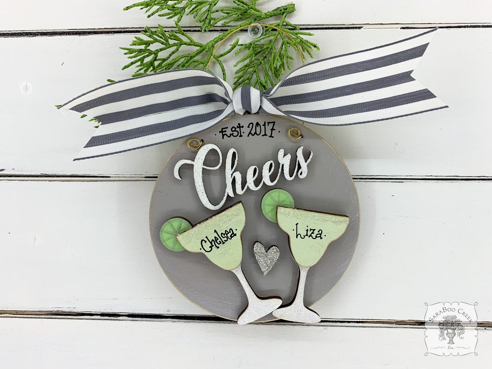 Margarita Disc Ornament - Personalized with 2 or 3 Margaritas for Girlfriends, Friends, Sisters, Family or Cheers Ornament