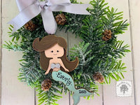 Mermaid Ornament - Personalized Little Girl Christmas Ornament for Brunette or Blonde Mermaild Lover