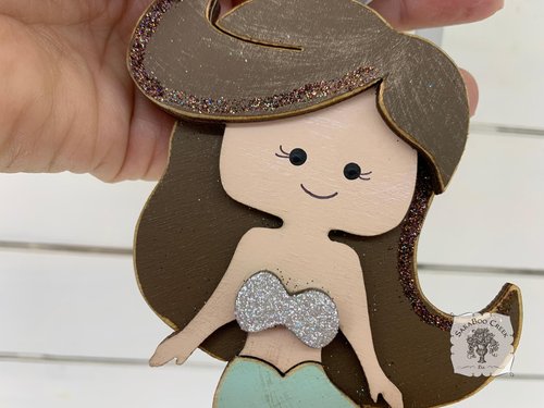 Mermaid Ornament - Personalized Little Girl Christmas Ornament for Brunette or Blonde Mermaild Lover