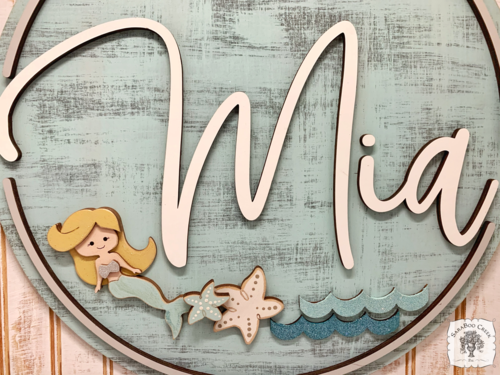 Round Mermaid Under the Sea Sign - Personalized Girl's Room Decor