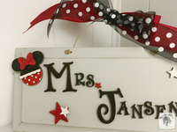 6" x 14" Mickey and Minnie Mouse Plaque - Personalized Disney Sign