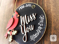 Miss You Cardinal Ornament - Personalized Memorial Ornament