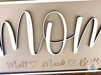 Mom Sign Customized with Engraved Children's Names/Hearts & Heart Border