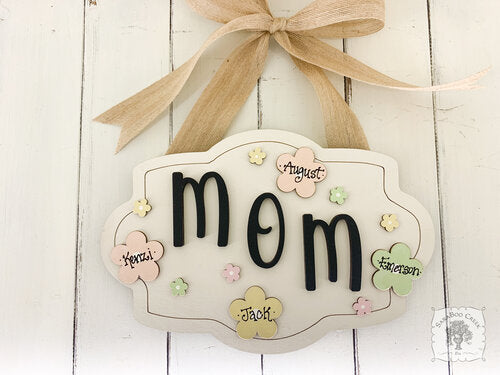 Mom Plaque with Flowers Personalized with Kid's Names