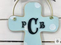 Dotted Contemporary Cross - Personalized with Monogram & Heart Detail